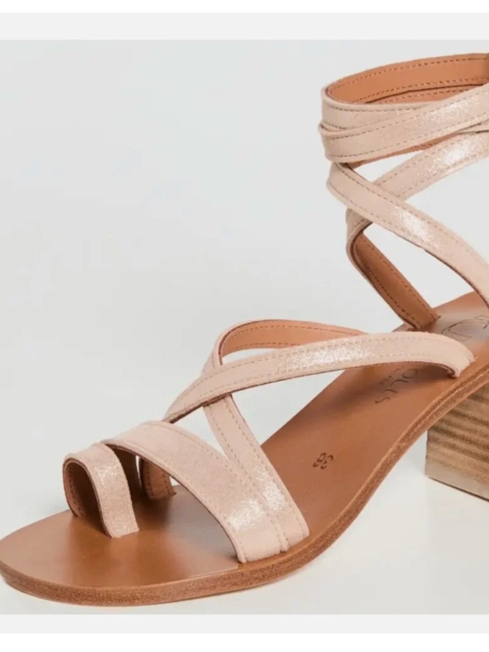 LN! K. Jacques Saint Tropez Lorene Ankle Wrap Block Heel Pink Sandals size 36